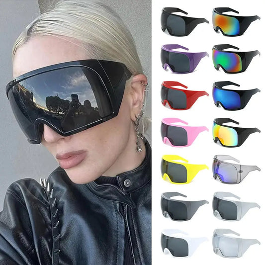 Oversized Punk One-piece Sunglasses Goggle New Women Men Luxury Sun Glasses Female Surround Shades 2000'S Eyewear