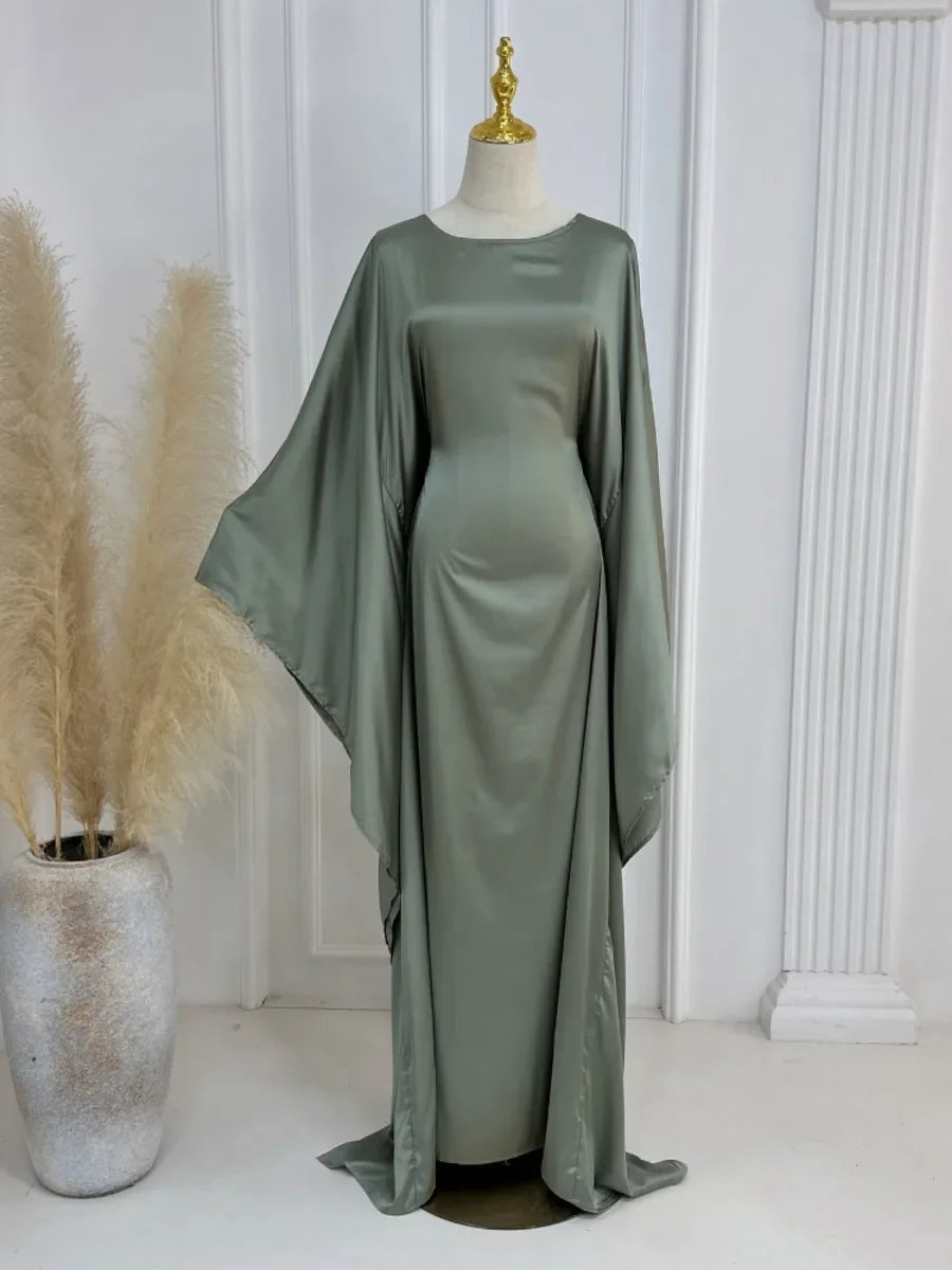 Eid Modest Bat Sleeve Muslim Party Dress for Women Ramadan Abaya Long Dress Kaftan Vestidos Largos Dubai Robe Jalabiya 2024
