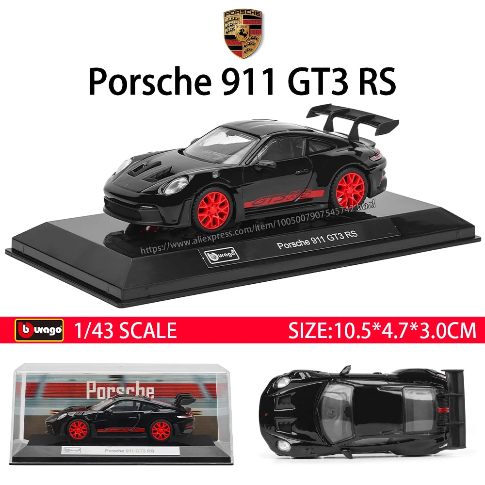 Bburago 1:43 Lamborghini SC63 Porsche 911 Audi S1 C8R Alfa Alloy Luxury Vehicle Diecast Pull Back Cars Model Toy Collection Gift