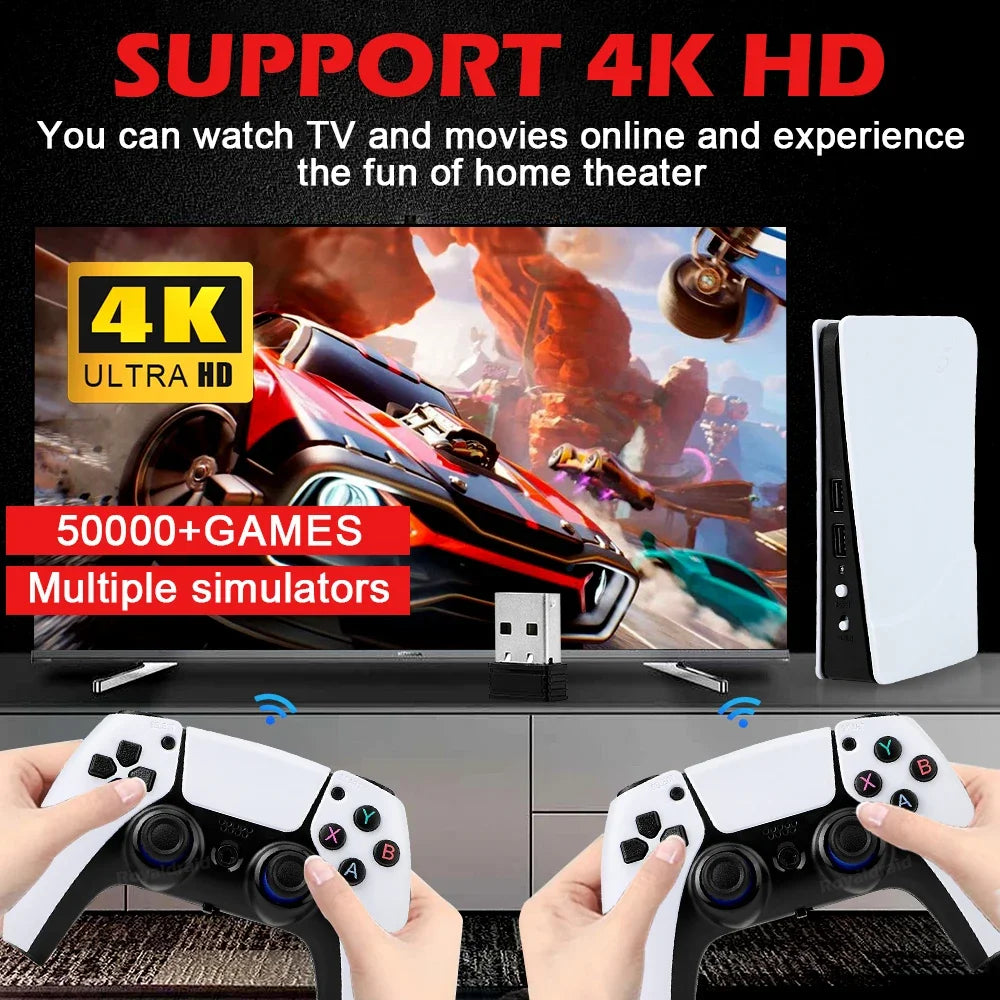 GB5 Video Game Console 256GB/128GB/64G 50000 + Retro Games HD TV Game Box 5 Two Gamepads For PS1/PPSPP/MAME Arcade Gaming Stick