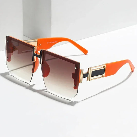 Rimless Square Sunglasses Women Luxury Brand Designer Vintage Frameless Sun Glasses For Men Fashion Flat Top Shades Eyewear