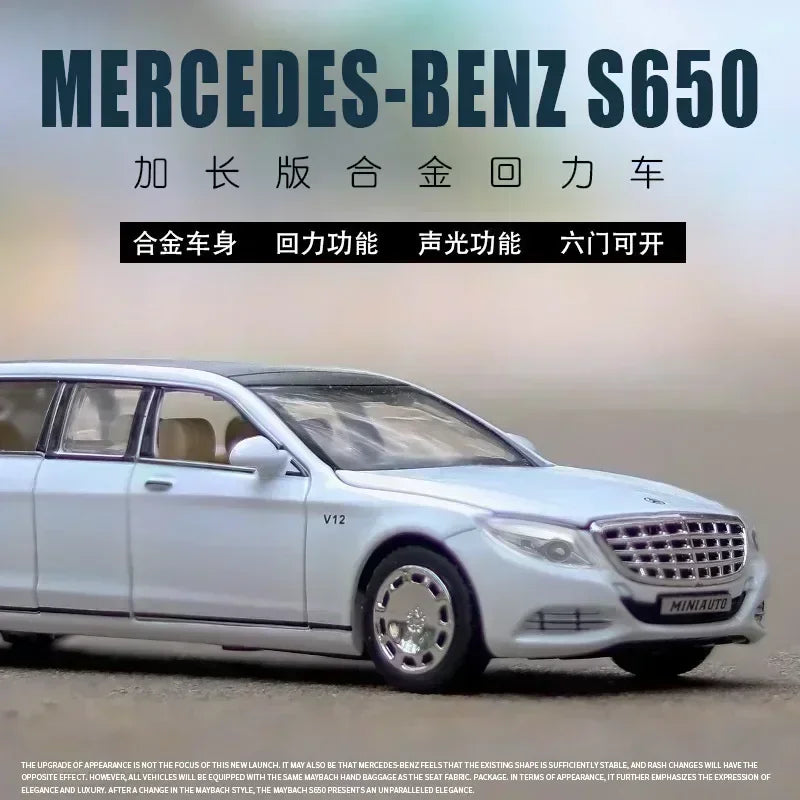 1:32 Mercedes-Benz Maybach S650 Alloy Car Model Children Toy Car Six-Door Extended Version Simulation Car Collection Gift A85