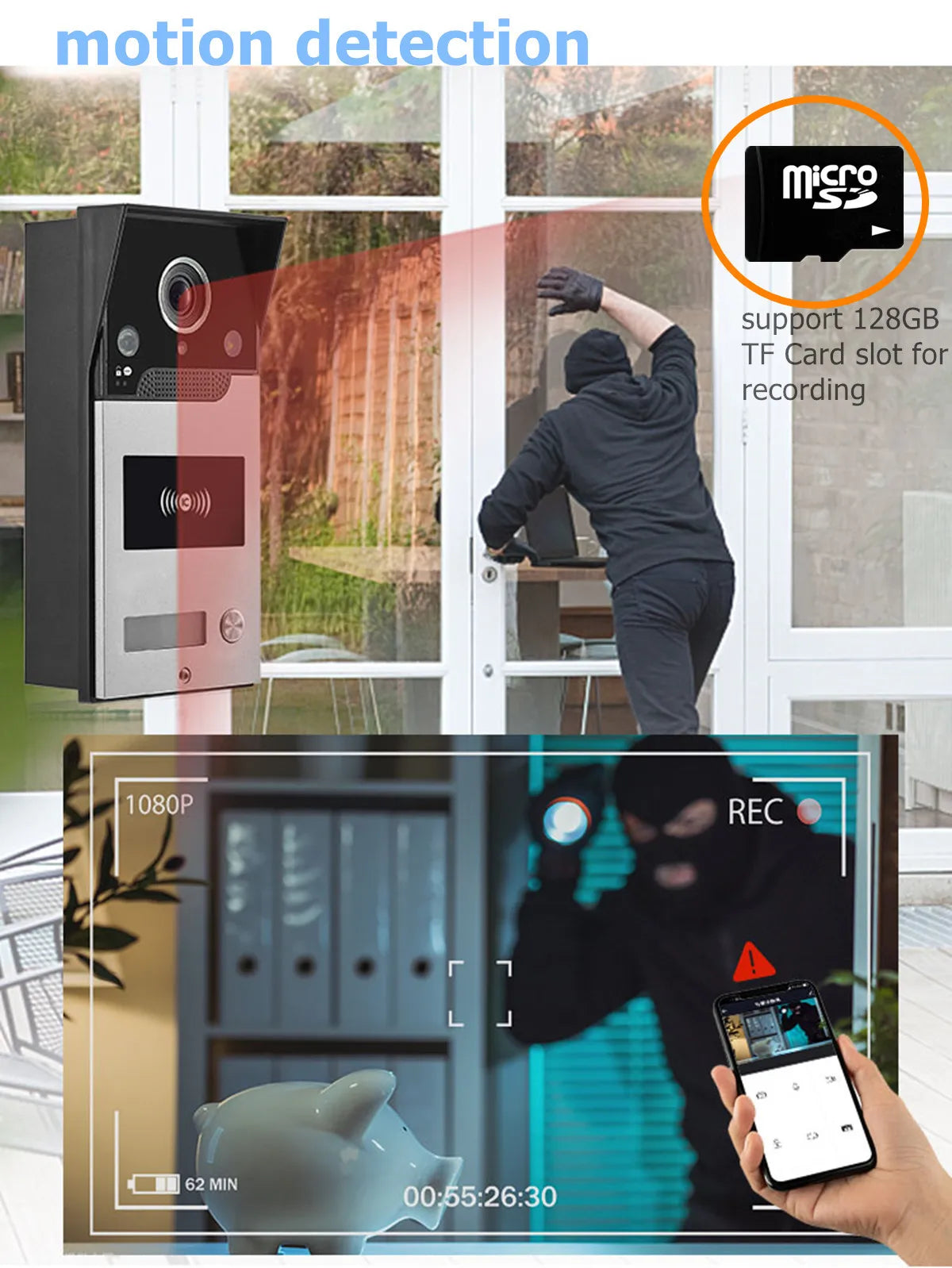 Tuya smart video doorbell wifi wireless door bell camera 1080P HD Video Intercom system outdoor doorbell RFID TF motion detect