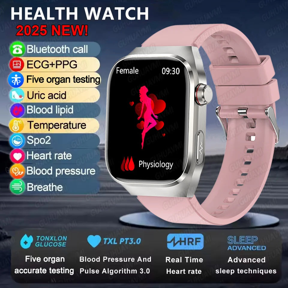2025 New Health Glance ECG AI Diagnosis Smart Watches Men Heart Rate Blood Pressure IP68 Waterproof Smartwatches For HUAWEI IOS