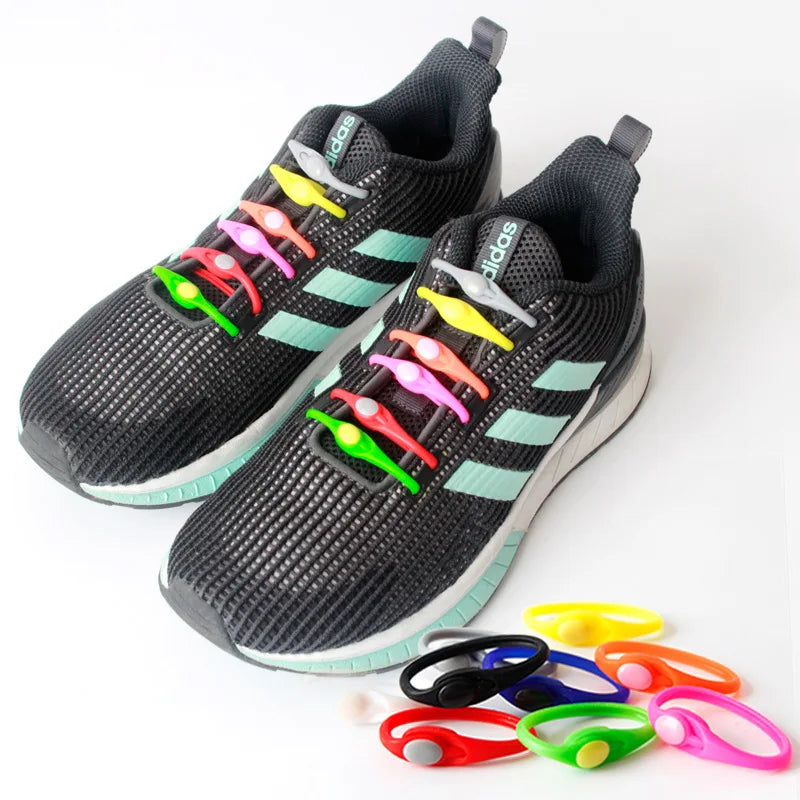 12pcs Laceless Silicone Elastic Laces Rubber No Wash Laces Adult Kids Lazy Lace Free Laces One Size Versatile Fits Most Shoes