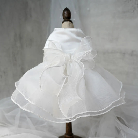 Wedding Dress for Small Dogs White Outfit for Yorkies Chihuahua Pet Formal Apparel for Puppy and Cat Summer Clothes