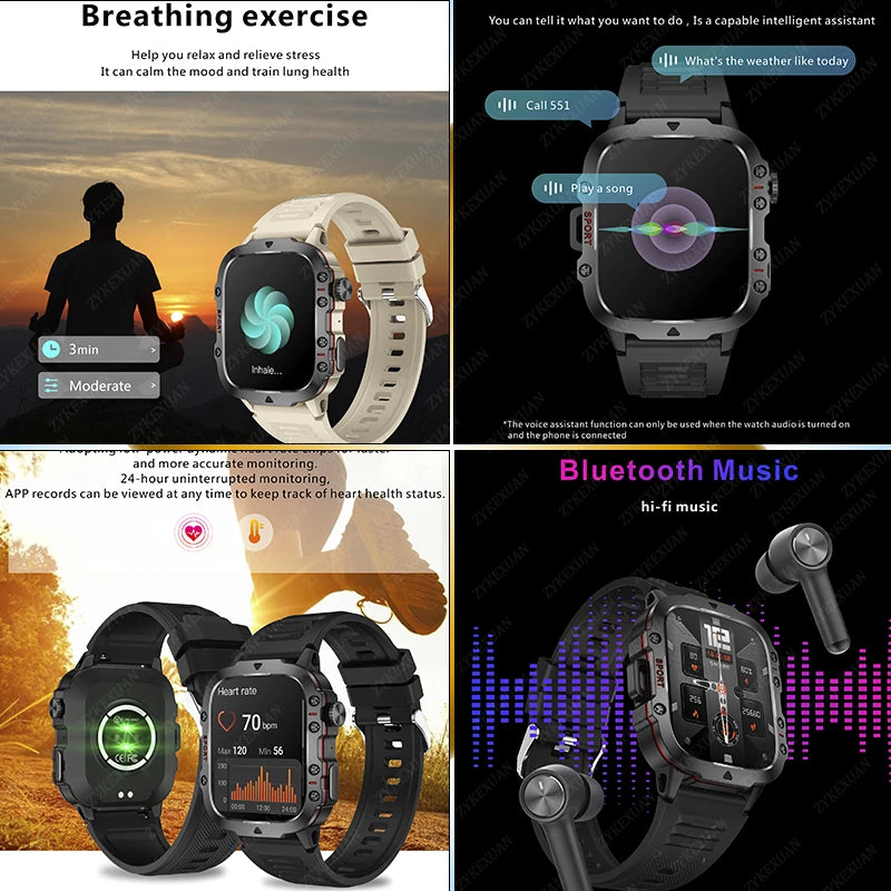 2025 For Xiaomi New Rugged Military GPS Smart Watch Men Bluetooth Call Health Monitoring AI Voice Sports Waterproof Smartwatches