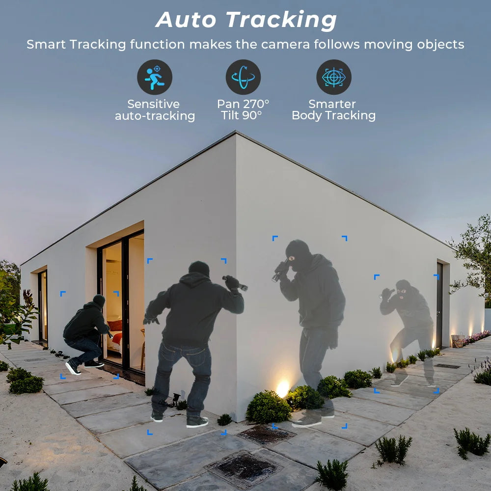 4K 8MP Wifi PTZ Camera Outdoor Dual Lens 4MP 4X Digital Zoom AI Auto Tracking IP Camera CCTV Audio Video Surveillance P2P iCSee