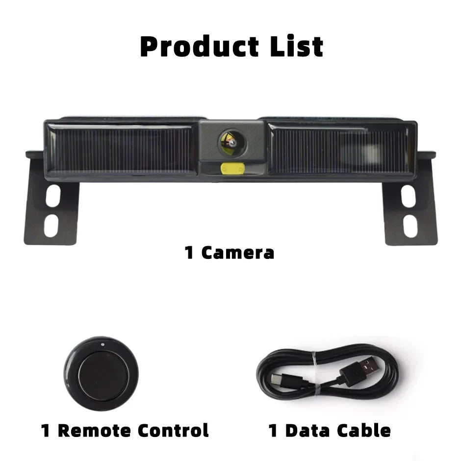 WiFi Wireless Solar Energy 1080P Rear/Front License Camera   Built-in Battery for IPhone Android Phone for Truck Car Van RV