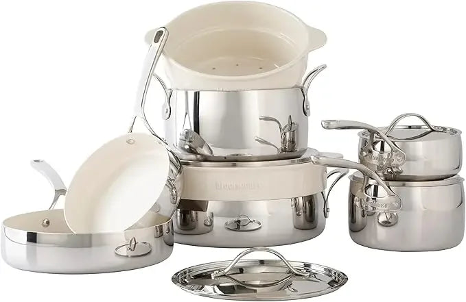 Oprah's Favorite Things - 12 Piece Triply Stainless Steel Pots and Pans Cookware Set W/Non-Stick Non-Toxic Ceramic Interior