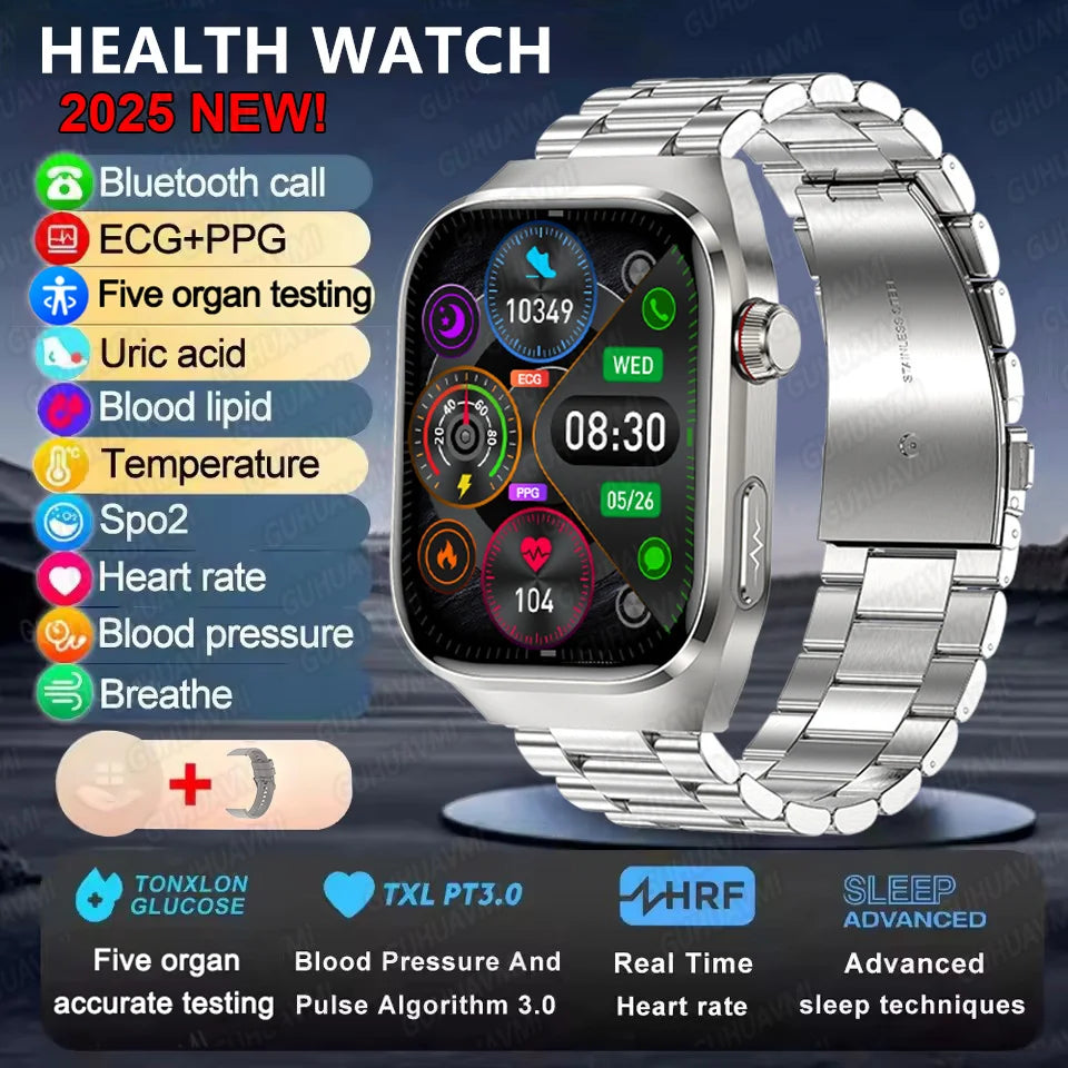 2025 New Health Glance ECG AI Diagnosis Smart Watches Men Heart Rate Blood Pressure IP68 Waterproof Smartwatches For HUAWEI IOS