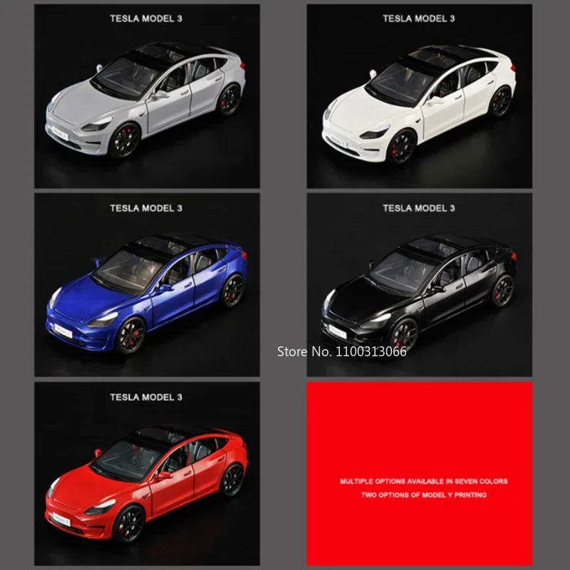 1:24 Model 3 Car Toys  Alloy Diecasts Metal Vehicles Car Model With Sound Light Vehicle Toys For Children Gifts Collection