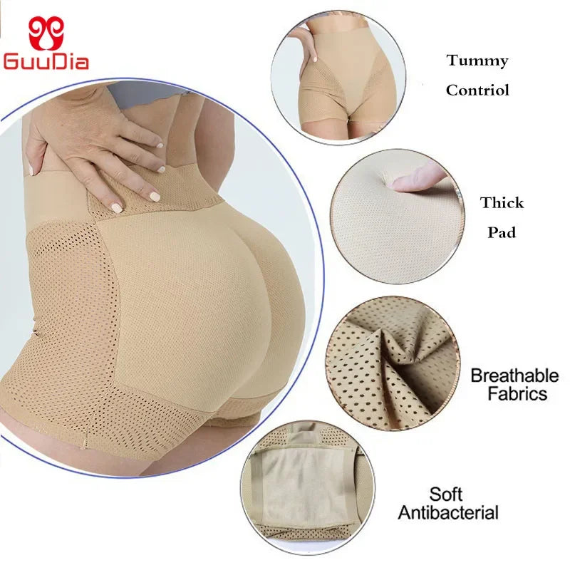 GUUDIA Women Shapers Hip Enhancer Butt Boyshorts Butt Panties High Waist Padded Underwear Butt Lifter Shapewear Tummy Control