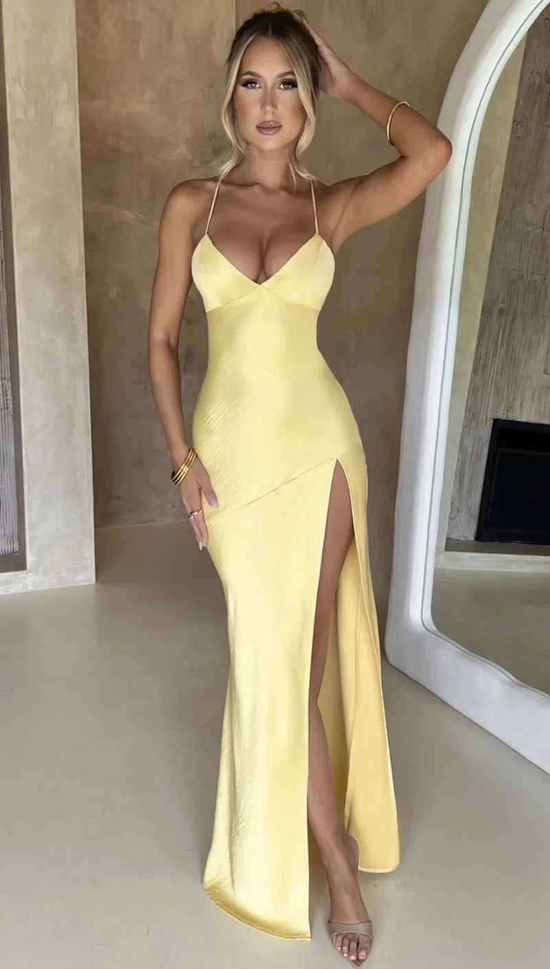 Women Dress for Wedding Party Club Fashion Female Clothing Sexy Camisole Long Dress Summer Beach Elegant Pullover Midi Dress