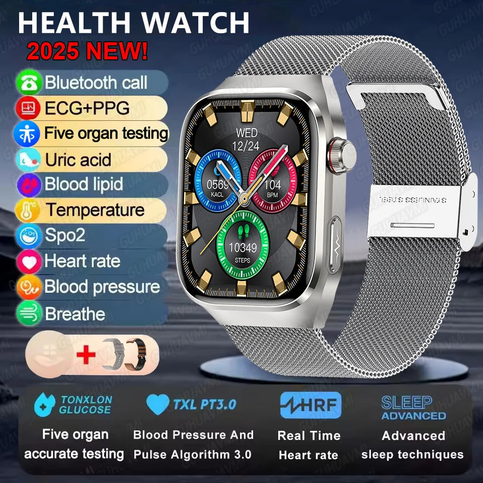 2025 New Health Glance ECG AI Diagnosis Smart Watches Men Heart Rate Blood Pressure IP68 Waterproof Smartwatches For HUAWEI IOS