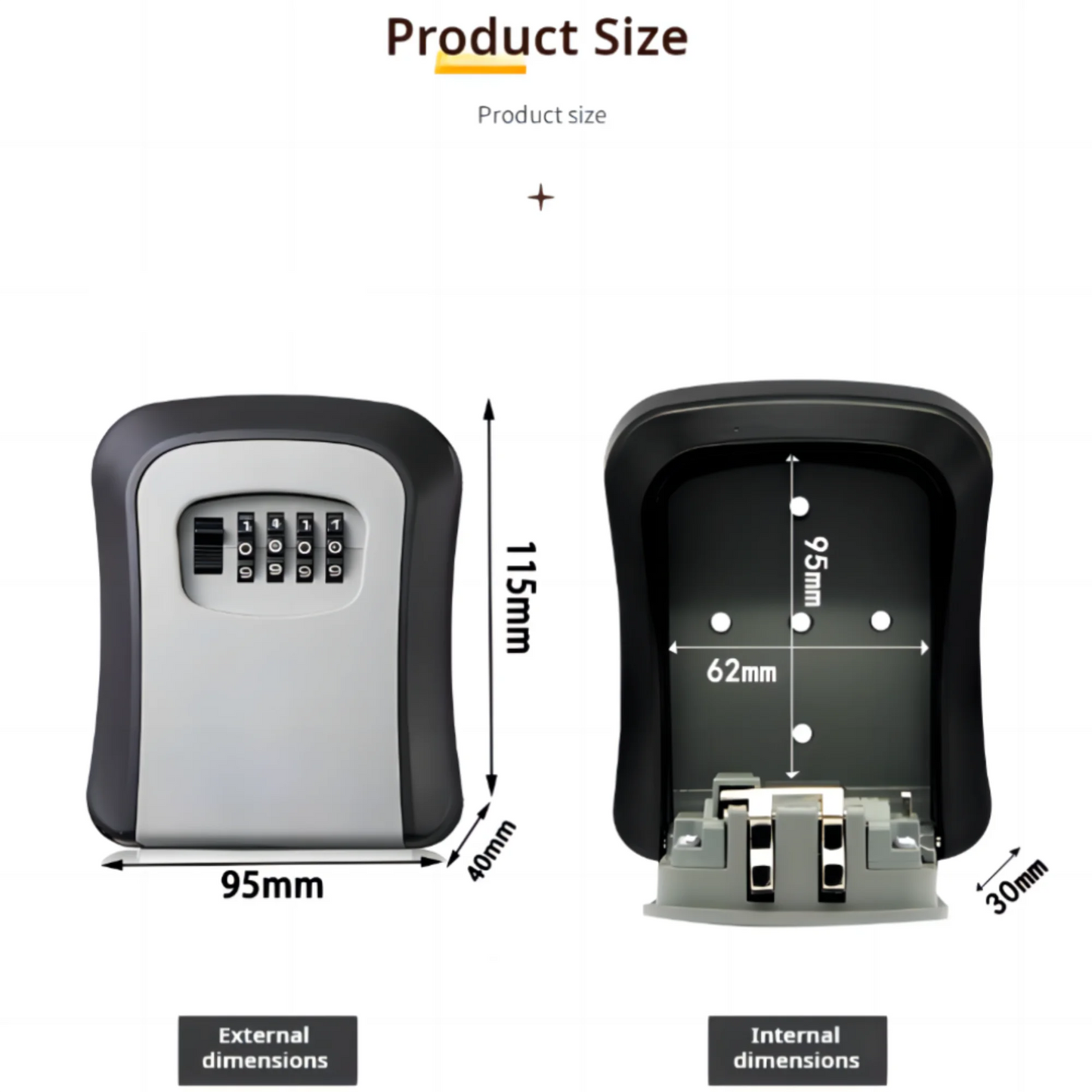 Key Keeper Combination Lock Wall Mounted Waterproof 4 Digits Passwords 5 Keys Storage Box Easy to Fix Home Or Office