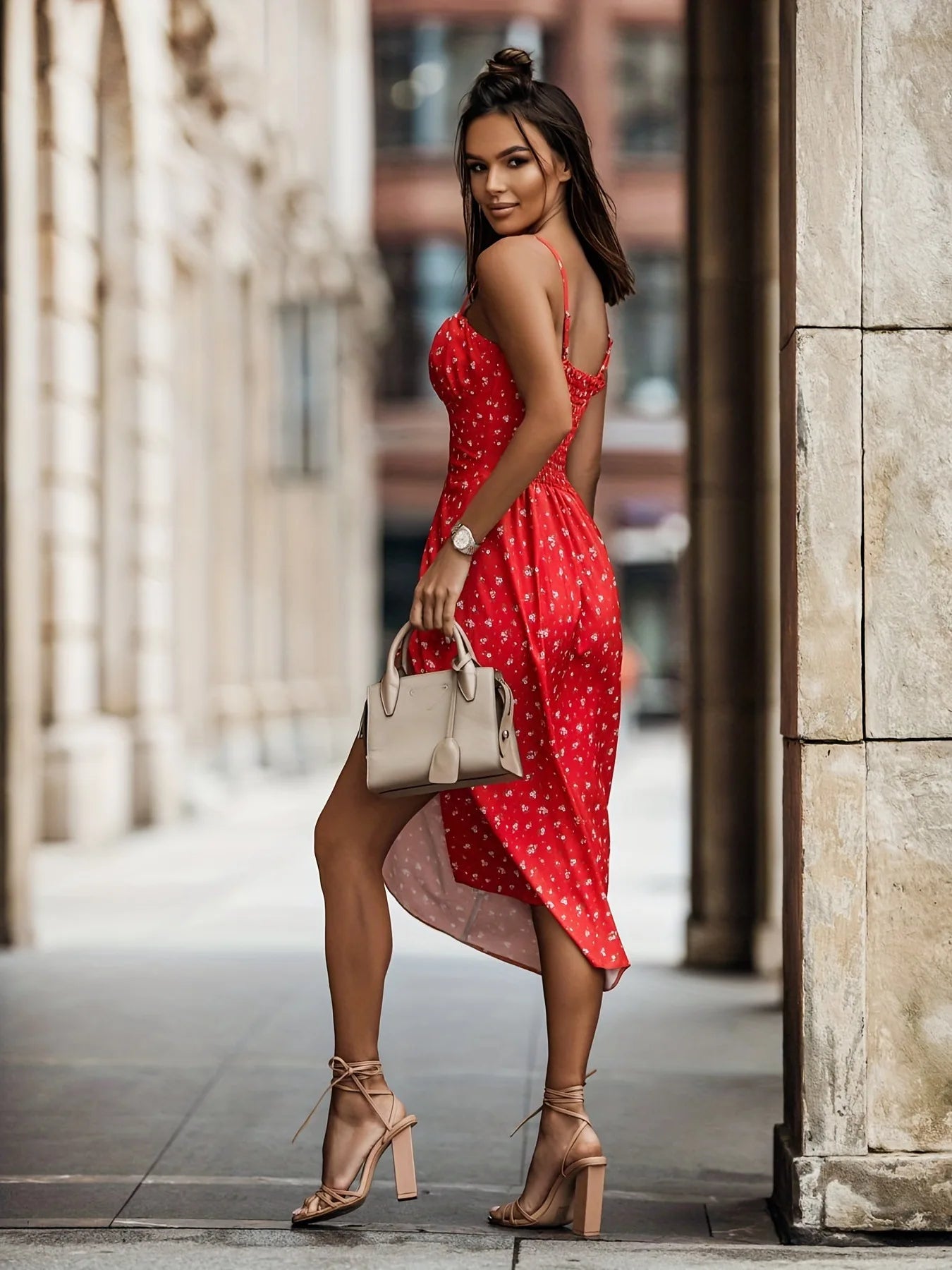 Summer Sexy Midi Dress Women Fashion White Floral Print Backless Beach Sundresses Casual Slim Slit Sleeveless Dress 2024 New