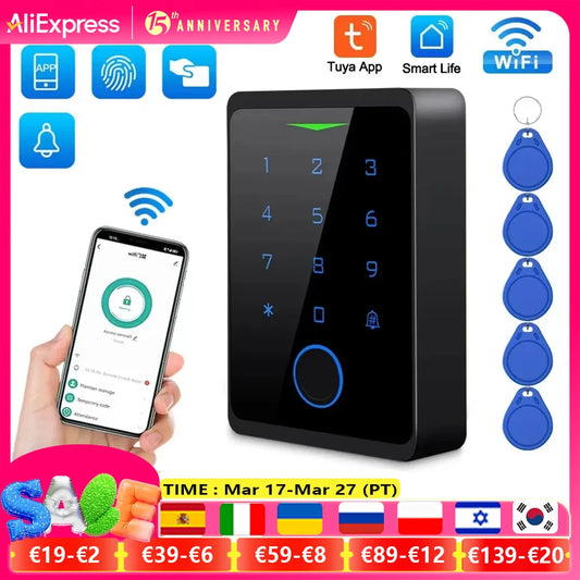 Awapow Tuya Access Control Kits CF1-2.4G Wifi Door Access Control System Security Waterproof Fingerprint Digital Electronic Lock