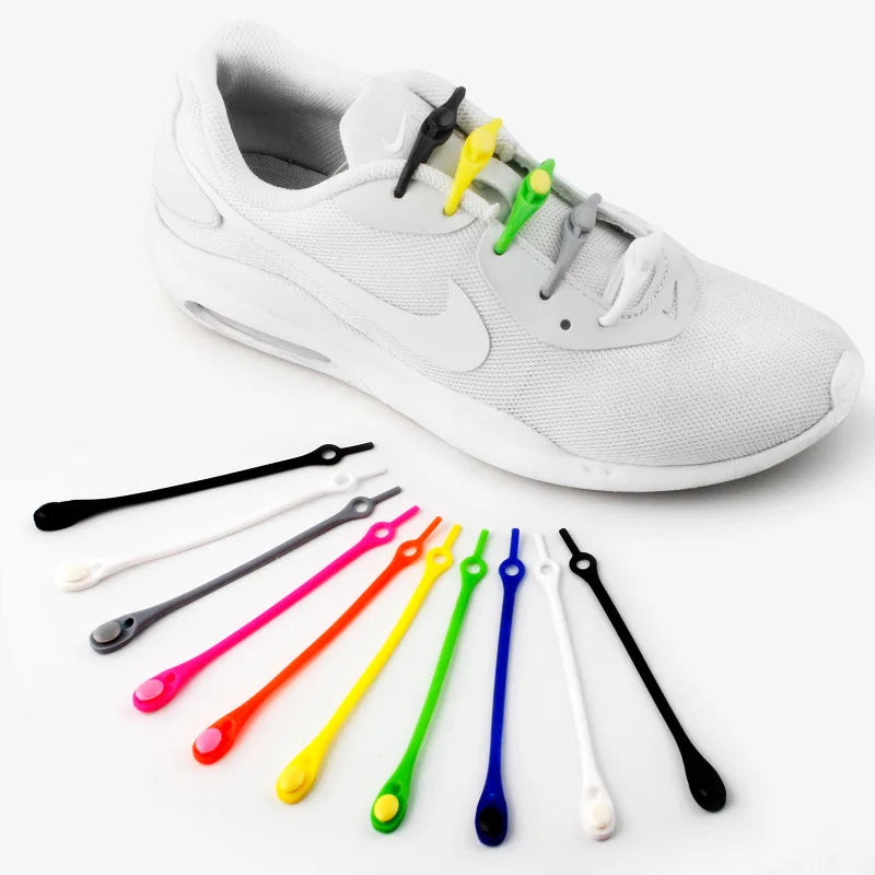 12pcs Laceless Silicone Elastic Laces Rubber No Wash Laces Adult Kids Lazy Lace Free Laces One Size Versatile Fits Most Shoes