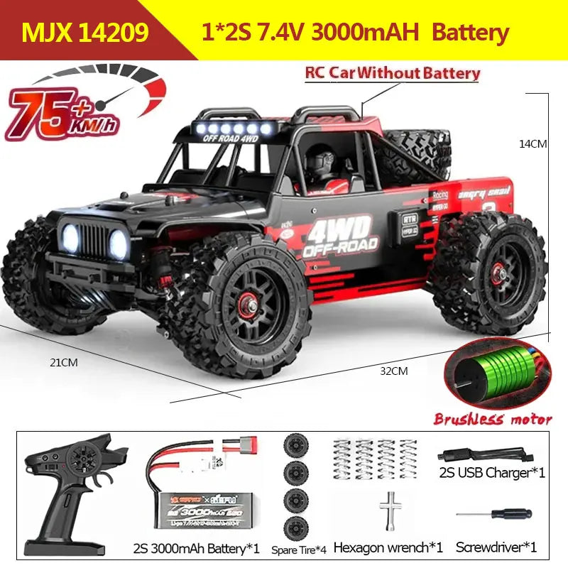 Hyper Go MJX 14209 14210 14301 14302 14303 1/14 4WD RC Car 75KM/H Brushless RC Racing Car Remote Control Cars Off-Road Truck Toy
