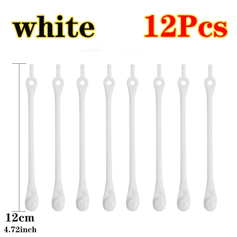 12pcs Laceless Silicone Elastic Laces Rubber No Wash Laces Adult Kids Lazy Lace Free Laces One Size Versatile Fits Most Shoes