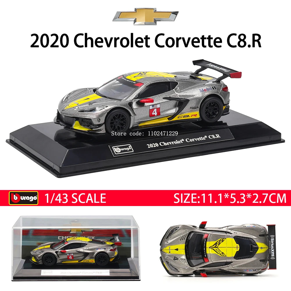 Bburago 1:43 Lamborghini SC63 Porsche 911 Audi S1 C8R Alfa Alloy Luxury Vehicle Diecast Pull Back Cars Model Toy Collection Gift