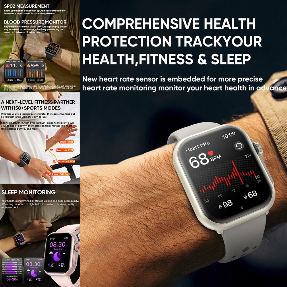 Rugged Smart Watch 1000mAh Bluetooth Calls Men Women Smartwatches Sports Fitness Bracelet Custom Watch Face 2025 New For Xiaomi