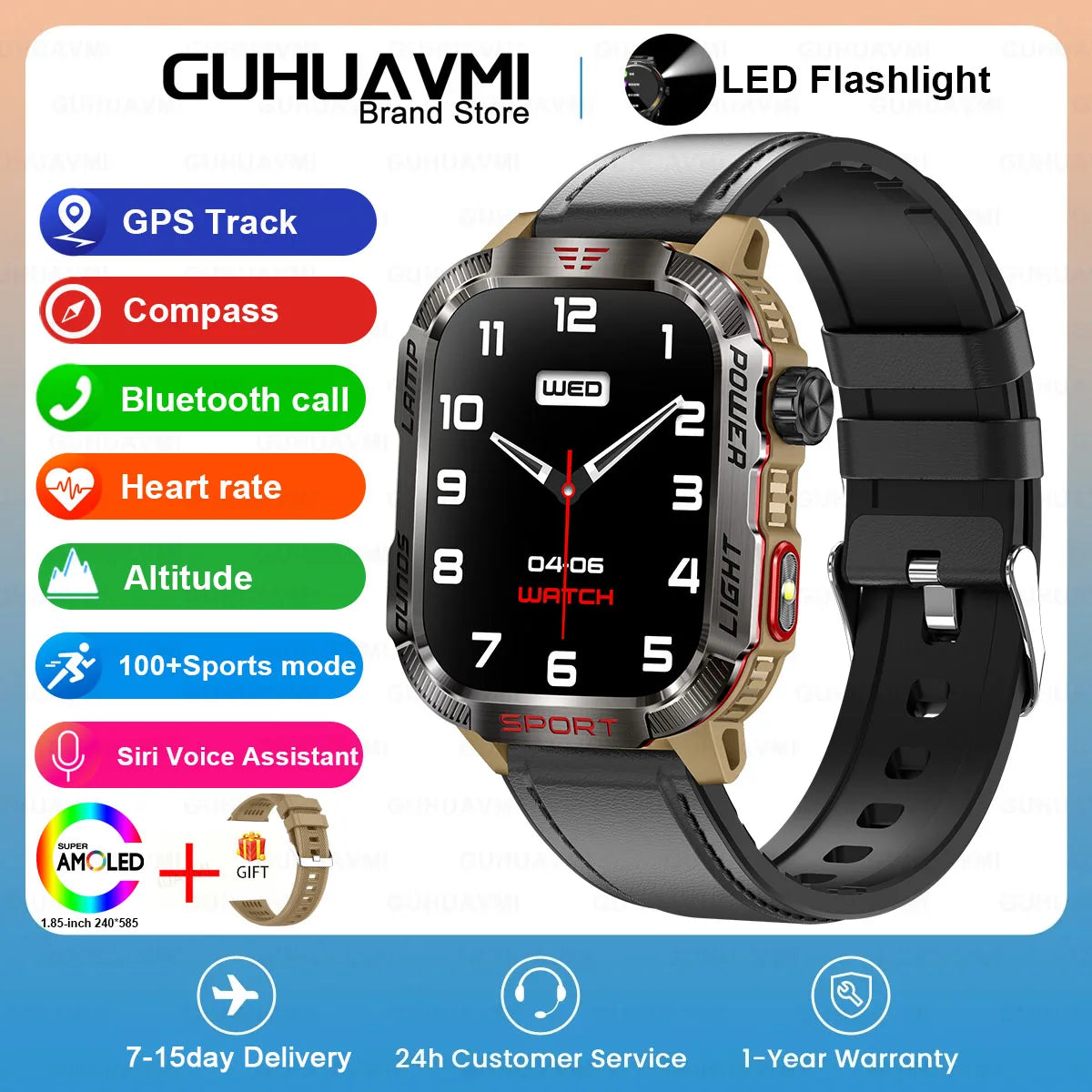 2024 New GPS Outdoor Professional Sports Smart Watch Men Women Heart Rate BT Call 3ATM Waterproof Swimming Fitness Smartwatches