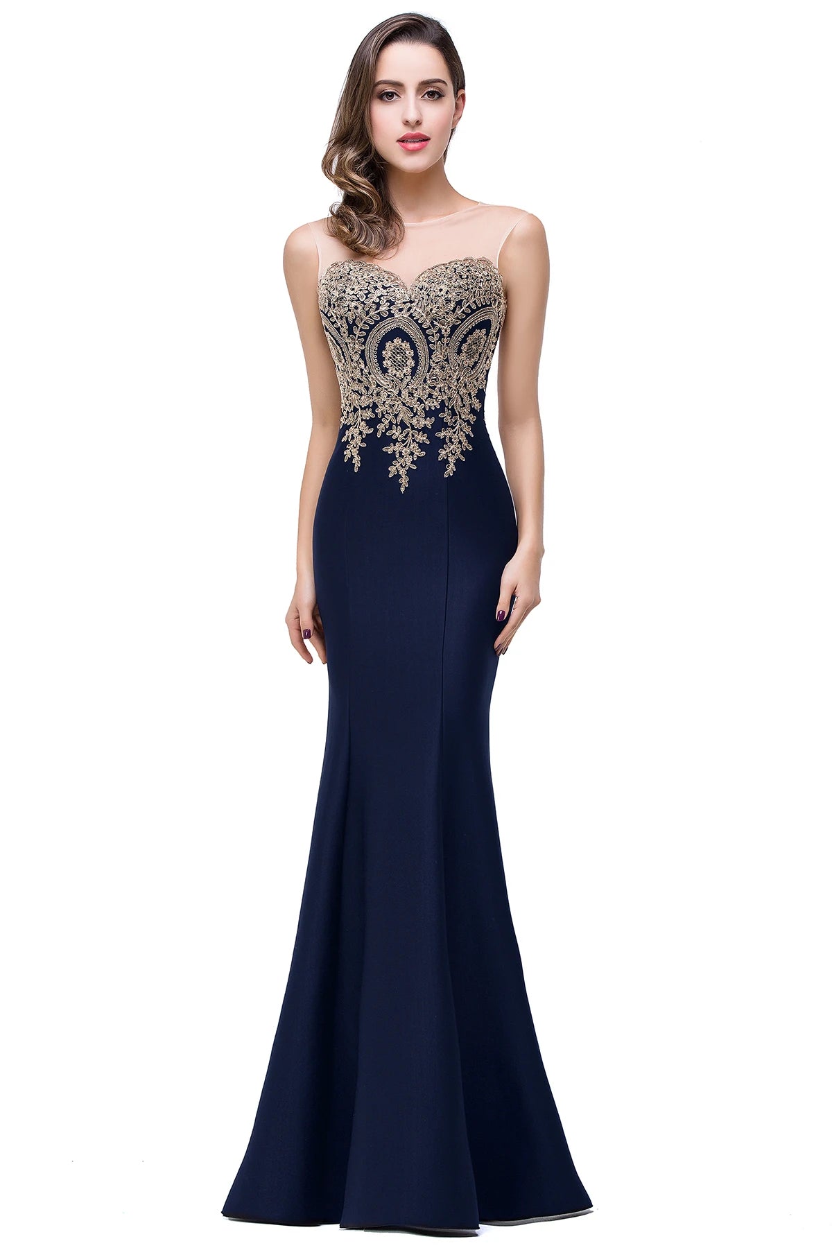 Mermaid Dresses For Prom Sweetheart Floor-Length Applique Sleeveless Zipper Up Formal Occasion Dresses Evening Dress Party Dress