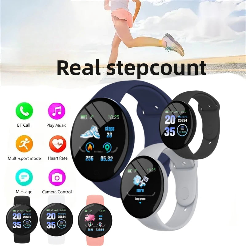 D18 Smartwatch Macaron Color Round Screen With Multiple Sports Modes Call Information Reminder Photo Taking Music Smart Bracelet