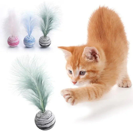 Cat Toy Star Ball Plus Feather Toy Material Light Foam Ball Throwing Toys For Cats , Pet Supplies , Pets Accessories ,