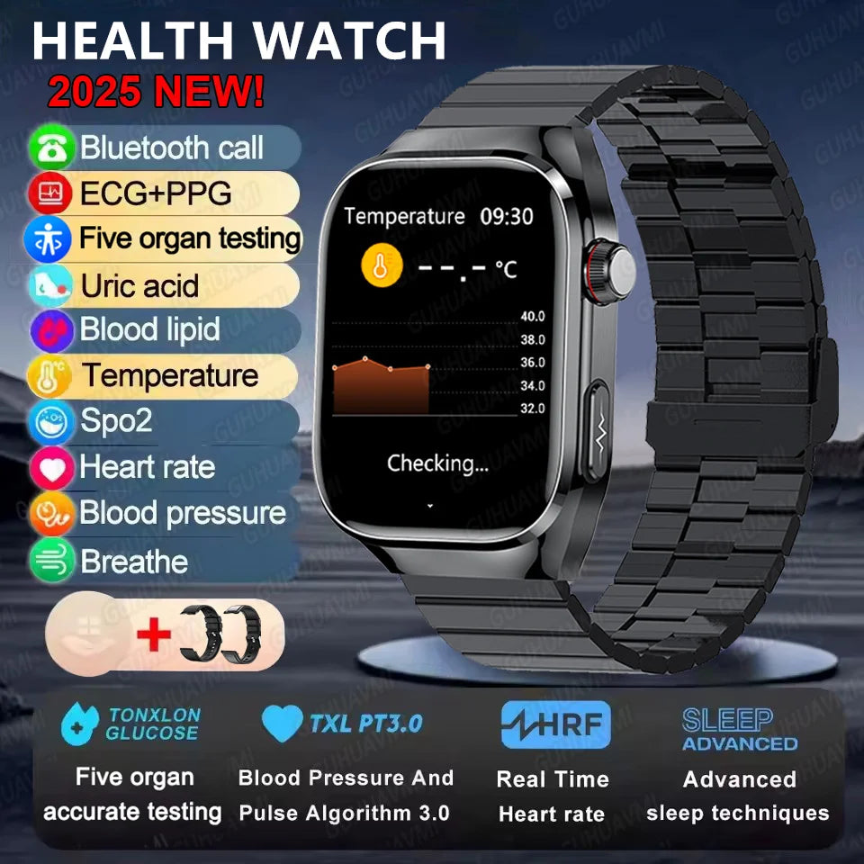 2025 New Health Glance ECG AI Diagnosis Smart Watches Men Heart Rate Blood Pressure IP68 Waterproof Smartwatches For HUAWEI IOS