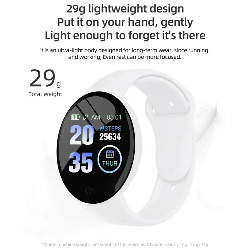 D18 Smartwatch Macaron Color Round Screen With Multiple Sports Modes Call Information Reminder Photo Taking Music Smart Bracelet