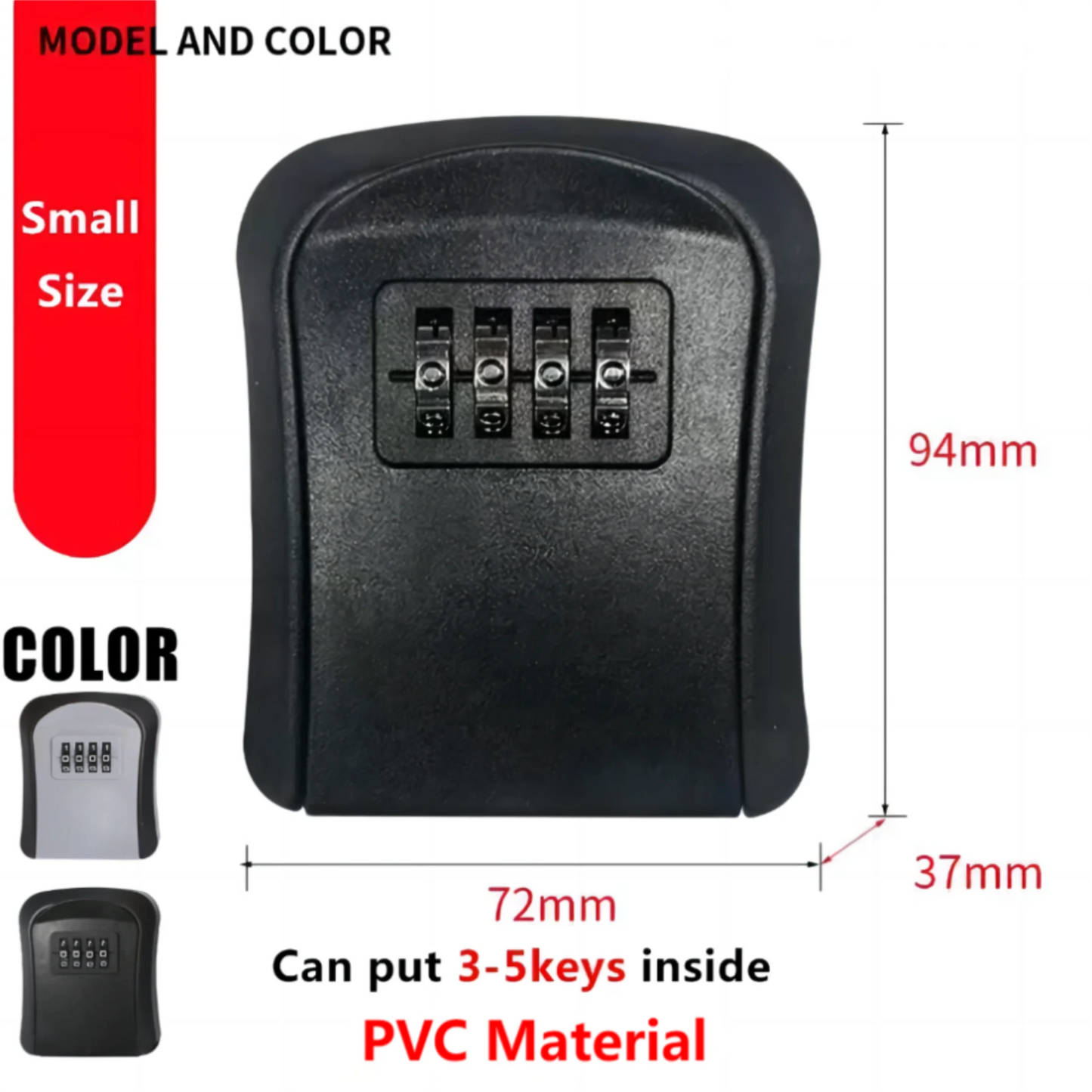 Key Keeper Combination Lock Wall Mounted Waterproof 4 Digits Passwords 5 Keys Storage Box Easy to Fix Home Or Office