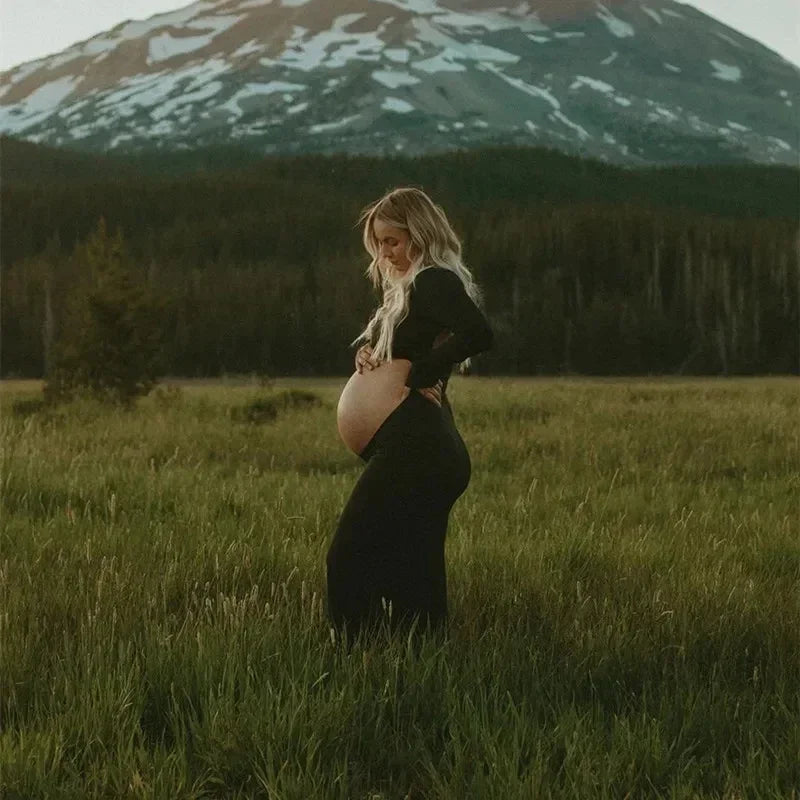 Maternity Dresses For Photoshoot Sexy Cut Out Front Open Backless Maxi Dress Wedding Party Photography Pregnant Women Clothes XL