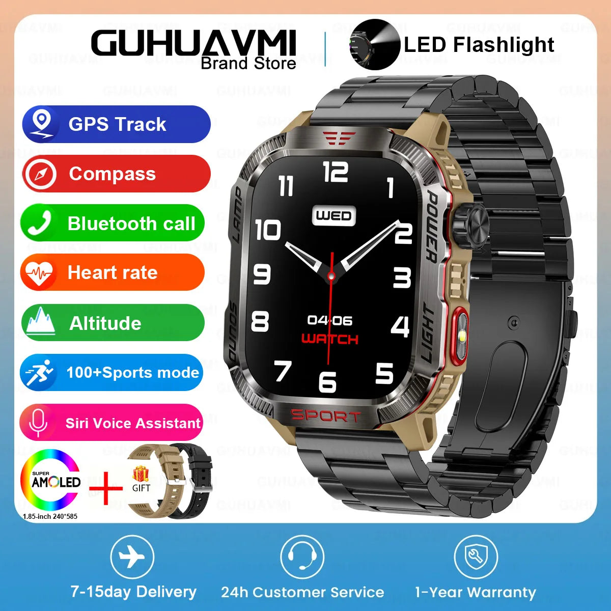 2024 New GPS Outdoor Professional Sports Smart Watch Men Women Heart Rate BT Call 3ATM Waterproof Swimming Fitness Smartwatches