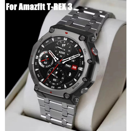 Stainless Steel Watchband for Amazfit T-REX 3 Smart Watch Luxury Metal Strap for Huami Amzafti T rex 3 Bracelet t-rex3 Wristband
