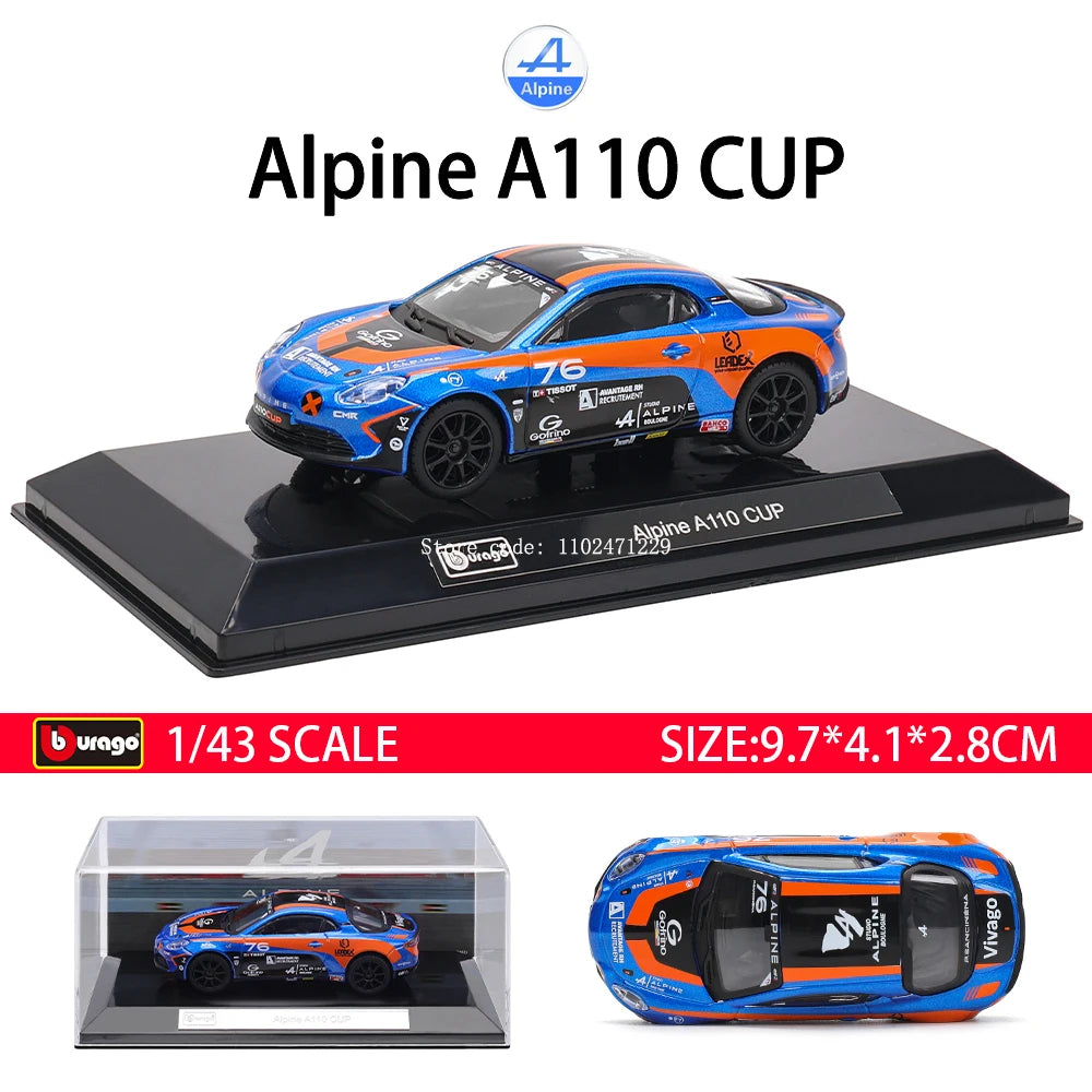 Bburago 1:43 Lamborghini SC63 Porsche 911 Audi S1 C8R Alfa Alloy Luxury Vehicle Diecast Pull Back Cars Model Toy Collection Gift