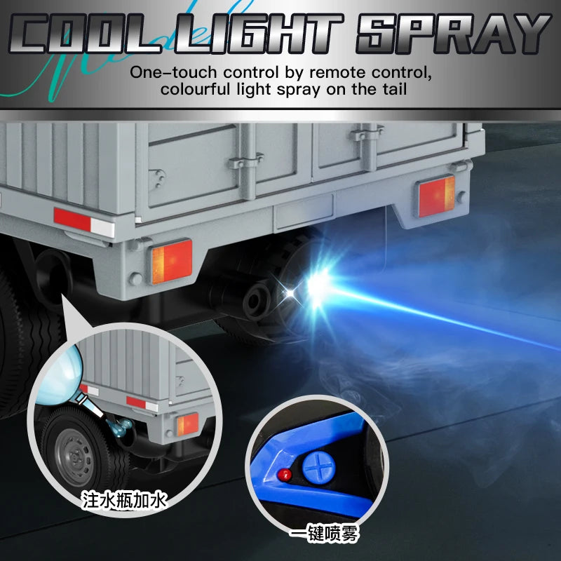 RC Truck 1:16 2.4GHZ RC Car Simulation Drift Climbing Truck With Spray and LED Lights RC Electric Truck Model Boy's Toys Gifts
