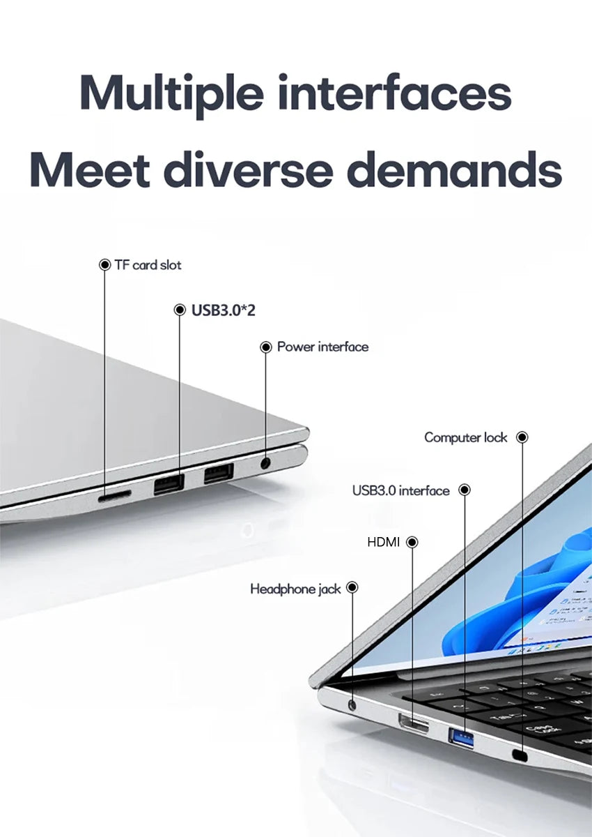 ACEKAMAS 17.3 inch Gaming Laptop PC Windows 11 Pro Intel N5095 Office Computer 16GB DDR4 1TB SSD Fingerprint Notebook Gamer PC