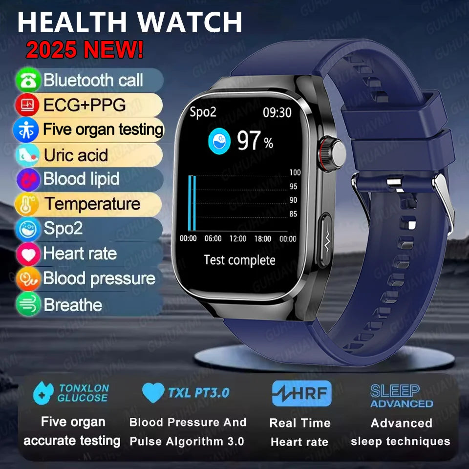 2025 New Health Glance ECG AI Diagnosis Smart Watches Men Heart Rate Blood Pressure IP68 Waterproof Smartwatches For HUAWEI IOS
