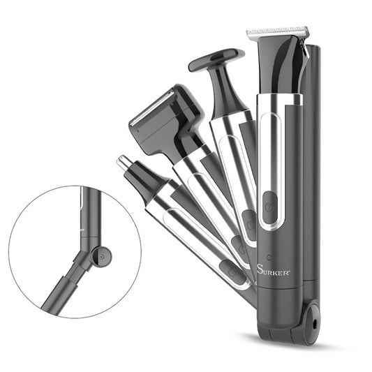 Surker 4-in-1 Shaver for Men Grooming Kit Multi-Function Washable Full Body Nose Wet/Dry Hair Trimmer for Home Use Razor
