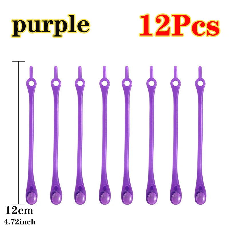 12pcs Laceless Silicone Elastic Laces Rubber No Wash Laces Adult Kids Lazy Lace Free Laces One Size Versatile Fits Most Shoes