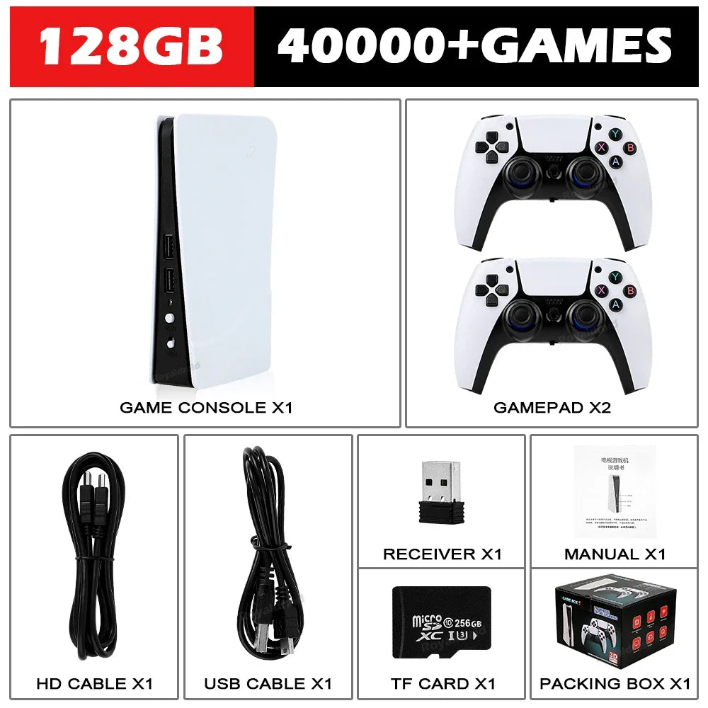 GB5 Video Game Console 256GB/128GB/64G 50000 + Retro Games HD TV Game Box 5 Two Gamepads For PS1/PPSPP/MAME Arcade Gaming Stick