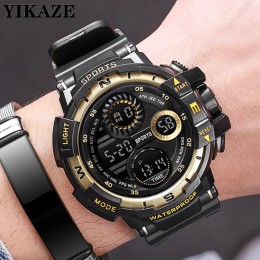 YIKAZE Black Digital Watch for Men Sports Watches Waterproof Outdoor Chronograph Hand Clock G Infantry Shock Student Wristwatch - 1511