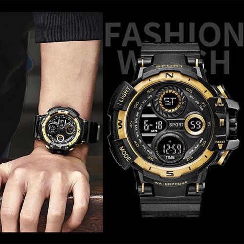 YIKAZE Black Digital Watch for Men Sports Watches Waterproof Outdoor Chronograph Hand Clock G Infantry Shock Student Wristwatch - 1511