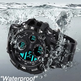 YIKAZE Black Digital Watch for Men Sports Watches Waterproof Outdoor Chronograph Hand Clock G Infantry Shock Student Wristwatch - 1511