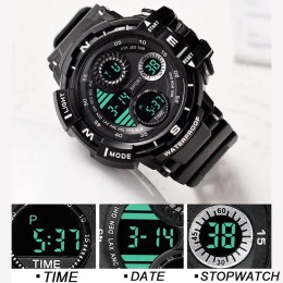 YIKAZE Black Digital Watch for Men Sports Watches Waterproof Outdoor Chronograph Hand Clock G Infantry Shock Student Wristwatch - 1511