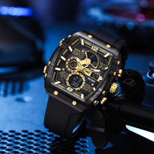 SMAEL Brand 8109 New electronic watch fashion square dual display waterproof luminous Multi-color For Men 