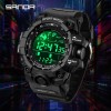 SANDA Men Outdoor Sports Watch Waterproof LED Analog Digital Show Multifunction Big Dial Electronic Wristwatch G style Male Cloc 